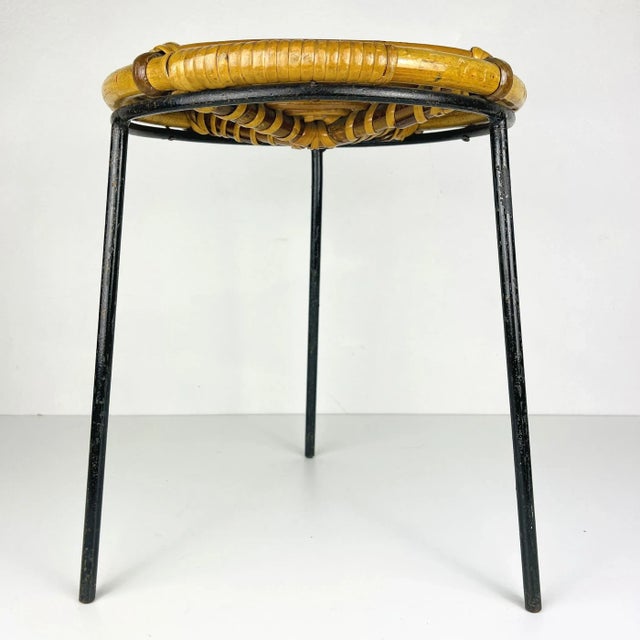 1950s Vintage Bamboo Metal Stool, Italy, 1950s For Sale - Image 5 of 12
