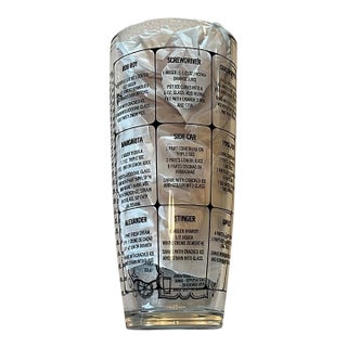 Vintage Mid Century Modern Cocktail 15 Recipes 24oz Glass Shaker For Sale