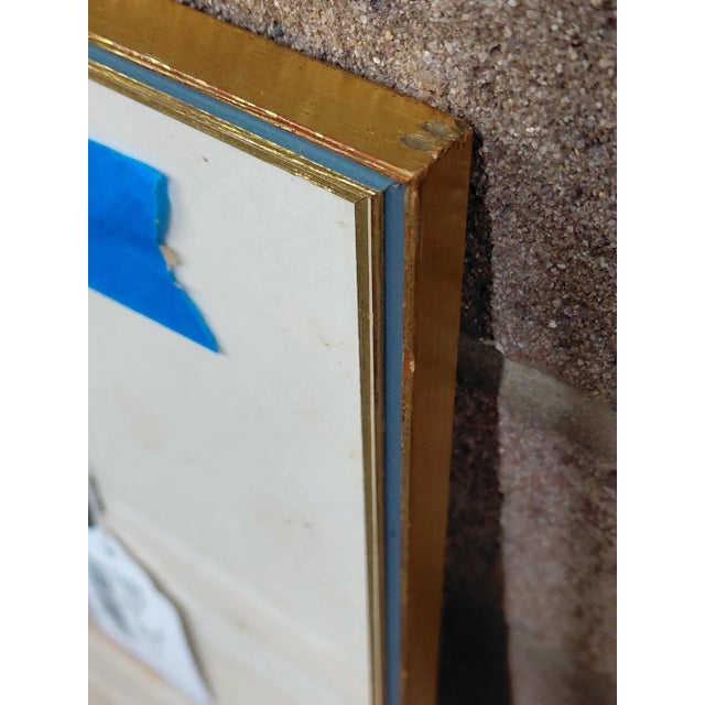 Wood Framed Signed J. Akston "Lustful Dream, 1970" Acrylic on Paper Painting For Sale - Image 7 of 11