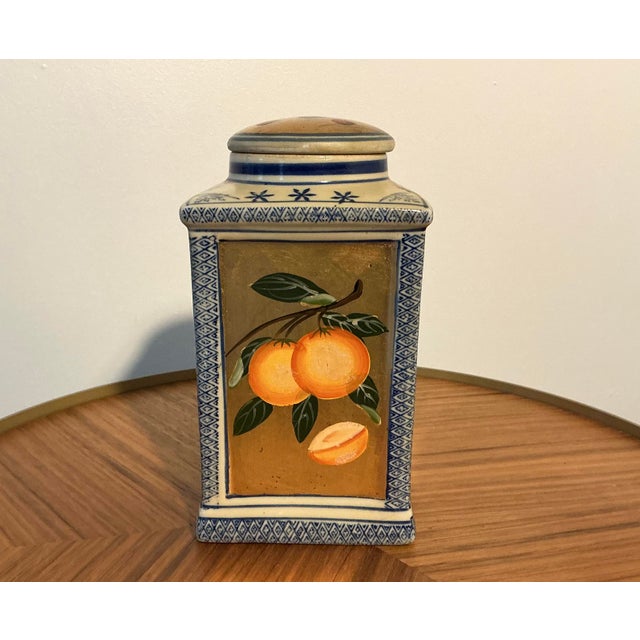 Mid 20th Century Vintage Chinese Hand-Painted Fruit Ginger Jar With Lid, 9” For Sale - Image 5 of 12