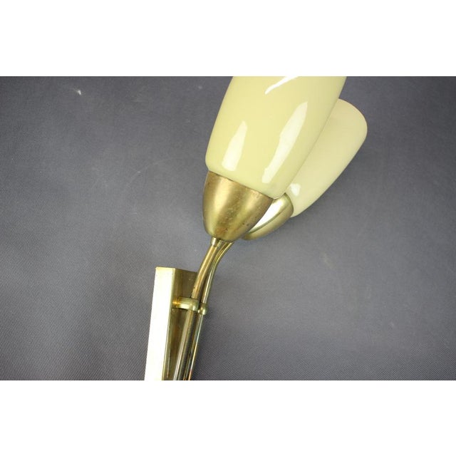 Glass Mid-Century Brass and Glass Wall Light from Kamenický Šenov, Czechoslovakia, 1960s For Sale - Image 7 of 13