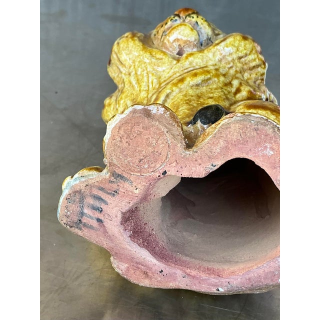 Mid 20th Century Vintage Italian Glazed Ceramic Lion For Sale - Image 5 of 9