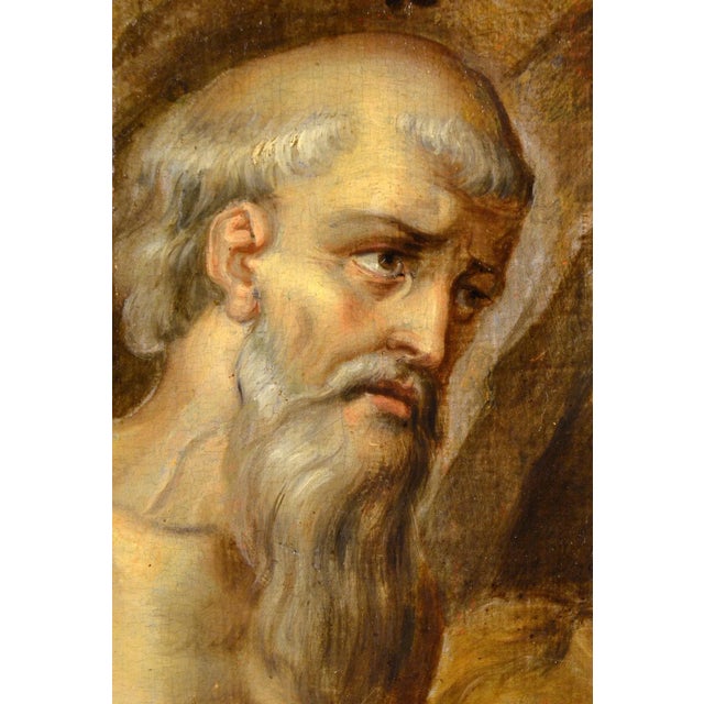 Baroque Follower of Prospero Fontana, Saint Jerome, 1590, Oil on Board For Sale - Image 3 of 15