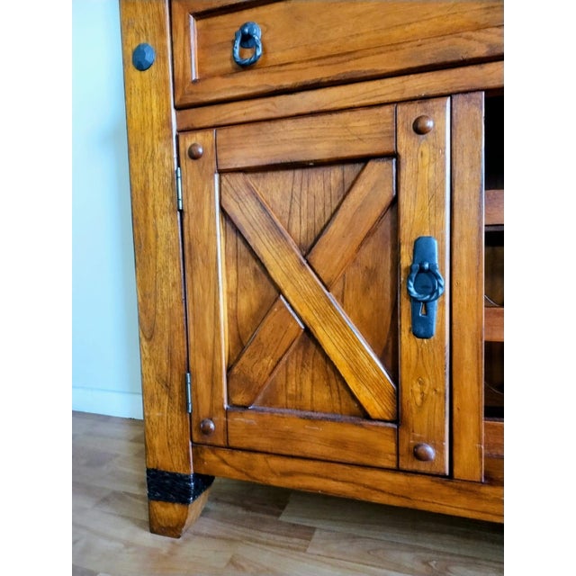 Wooden Storage Cabinet and Illuminated Display Case, Featuring a Wine Rack, Drawers, and Doors For Sale - Image 11 of 13