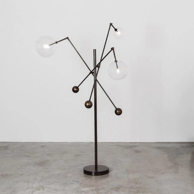 Milan 3 Arms Polished Nickel Floor Lamp by Schwung For Sale - Image 9 of 11