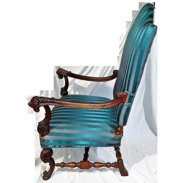 Victorian Style 1920s Carved Lionhead Throne Chair For Sale - Image 4 of 12