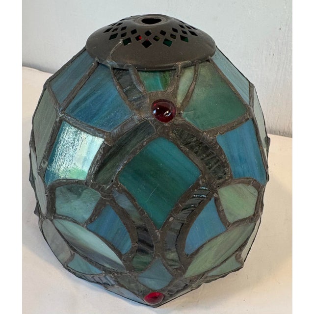 Vintage Petite Stained Glass Lamp Shade For Sale - Image 4 of 7