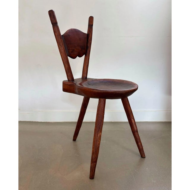 Antique Wooden Farmhouse Tripod Chair, 1900s For Sale - Image 4 of 11