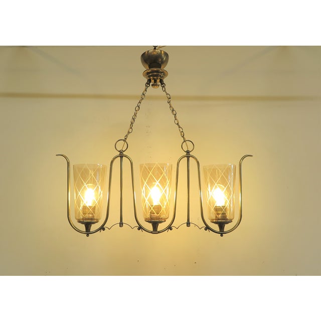 1950s Mid-Century French Horizontal Chandelier in the Style of Jean Royere For Sale - Image 12 of 13