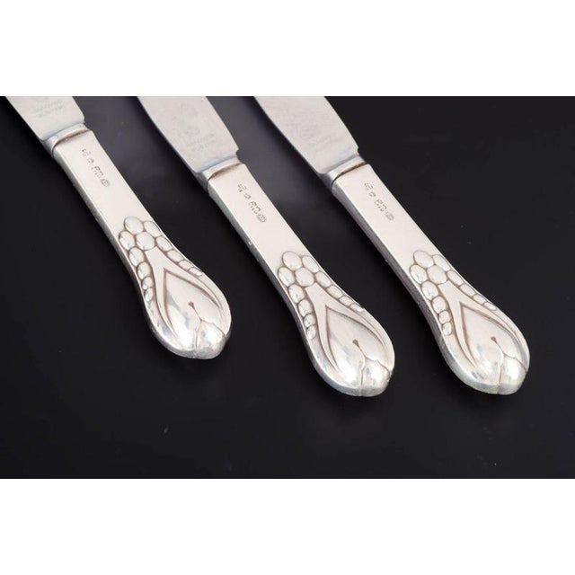 Lunch Knives in Silver and Stainless Steel by Evald Nielsen, 1920s, Set of 3 For Sale - Image 3 of 6