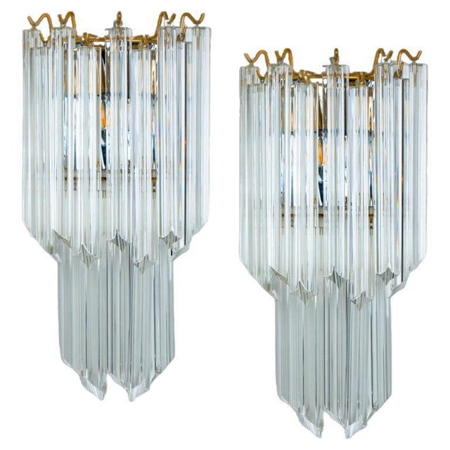 Large Venini Style Clear Gold and Glass Sconces, 1970, Set of 2 For Sale - Image 10 of 10