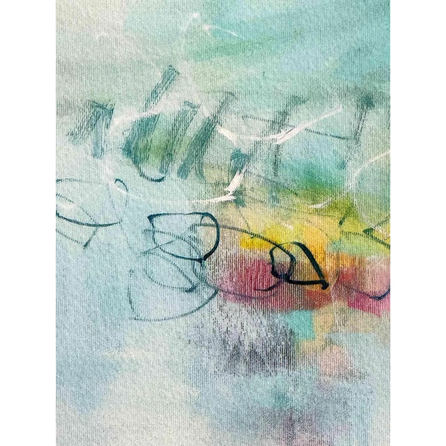 Contemporary Vintage Mixed Media Watercolor Painting For Sale - Image 3 of 8