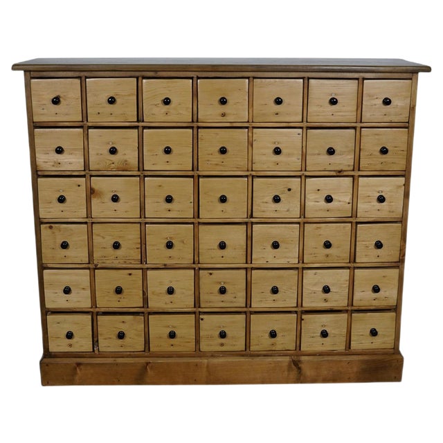 Vintage Dutch Pine Apothecary Cabinet, 1950s For Sale