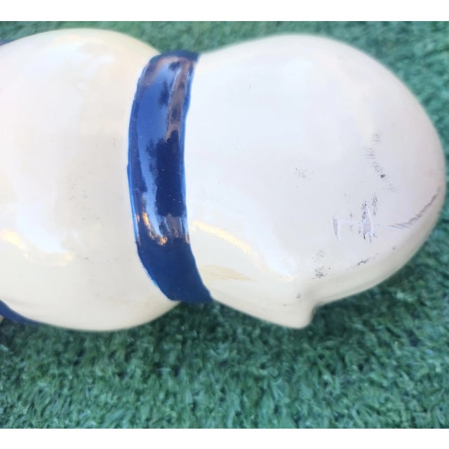 Traditional Vintage Ceramic Navy Cream Floral Chelsea House Style Large Wall Pocket Sconce For Sale - Image 3 of 7