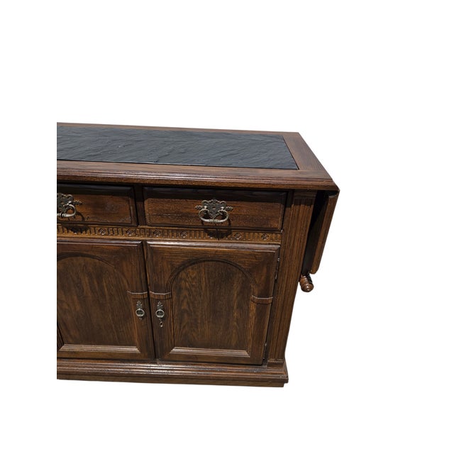 Ethan Allen Ethan Allan Charter Oak Jacobean Sideboard Bar Console Server Liquor Cabinet For Sale - Image 4 of 18