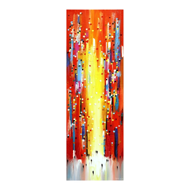 Textured Colorful Cityscape Painting "Sunset Reverie" Original Artwork by Ekaterina Ermilkina For Sale