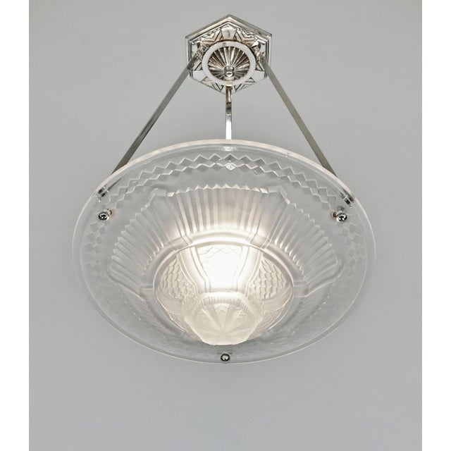Muller Frères French Art Deco Pendant Light by Muller Freres 1930 France - 2 Available For Sale - Image 4 of 10