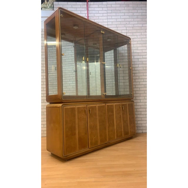 Mid Century Modern American of Martinsville Mirror China Cabinet American of Martinsville mirrored olive wood burl china...