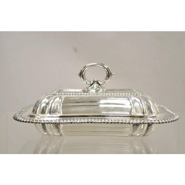 Vintage English Regency Style Silver Plated Covered Vegetable Serving Platter Dish. Circa Mid 20th Century. Measurements:...
