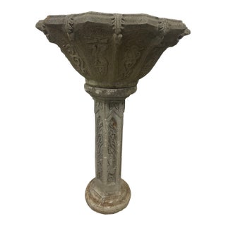 1940s Monumental Mid-Century Gothic Griffin Pedestal Urn — South Carolina Estate Rescue For Sale