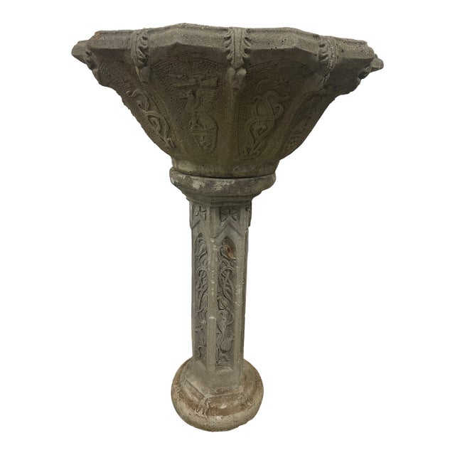 1940s Monumental Mid-Century Gothic Griffin Pedestal Urn — South Carolina Estate Rescue For Sale