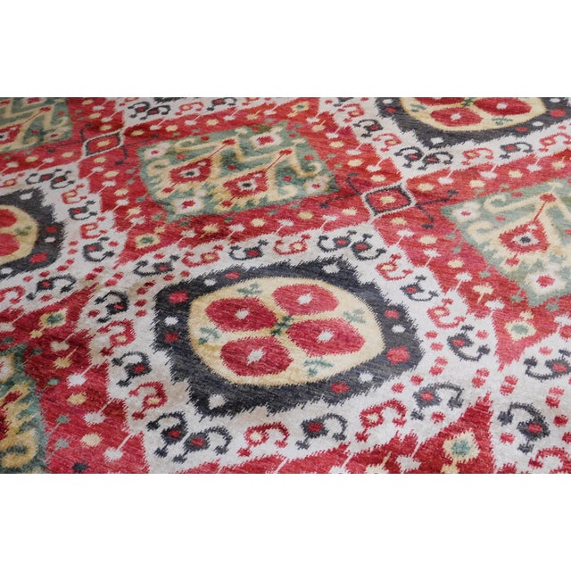 Genuine Hand-Knotted Ikat Rug. 8'x 10'3" For Sale - Image 13 of 17