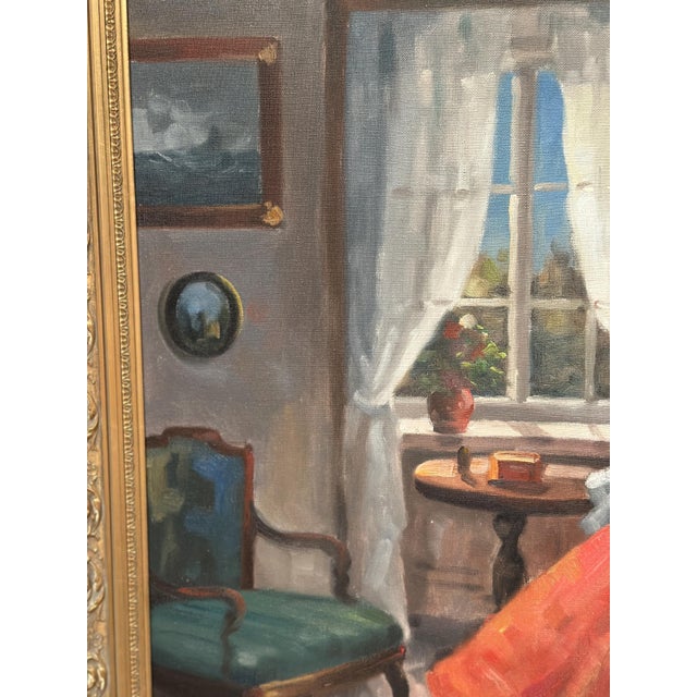 Bente Berg, Interior Scene, 1950s, Oil Painting on Canvas, Framed For Sale - Image 4 of 13