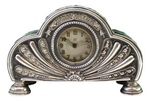 Wooden Table Regulator Clock with Silver Applications
