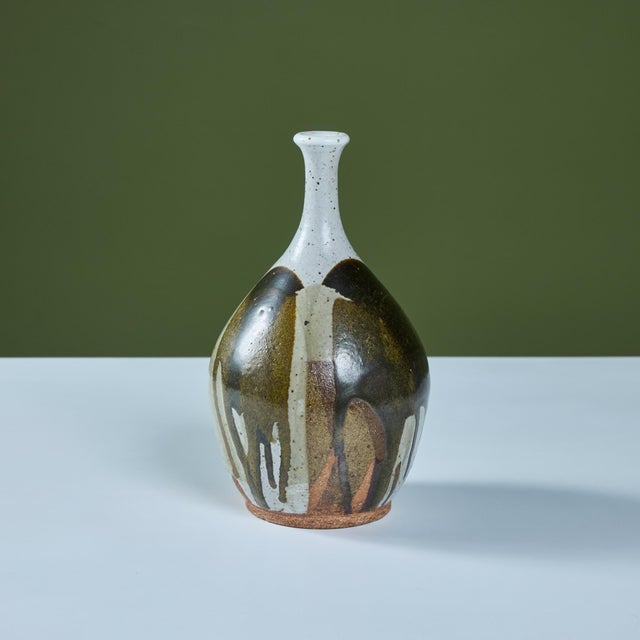 Mid 20th Century Stoneware Drip Glaze Vase For Sale - Image 5 of 11