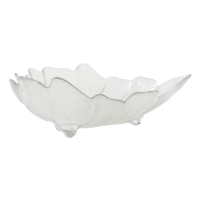 Vintage Danish Glass Leaf Bowl, 1970s For Sale
