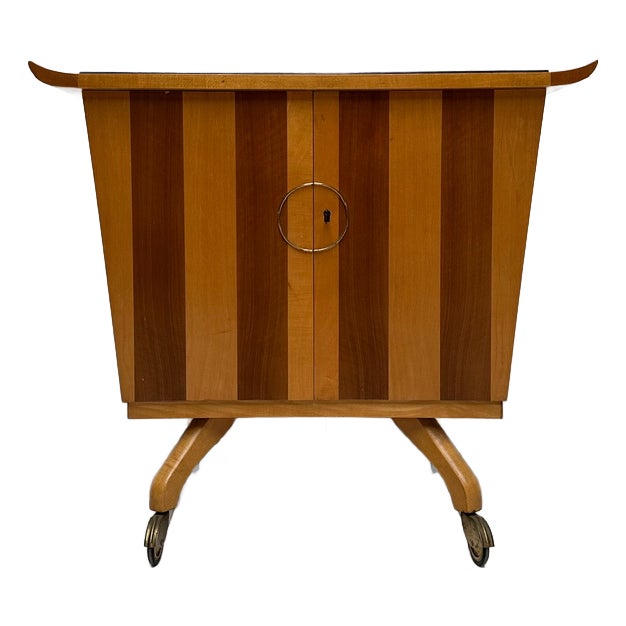 Vintage Walnut Bar Trolley, 1950s For Sale