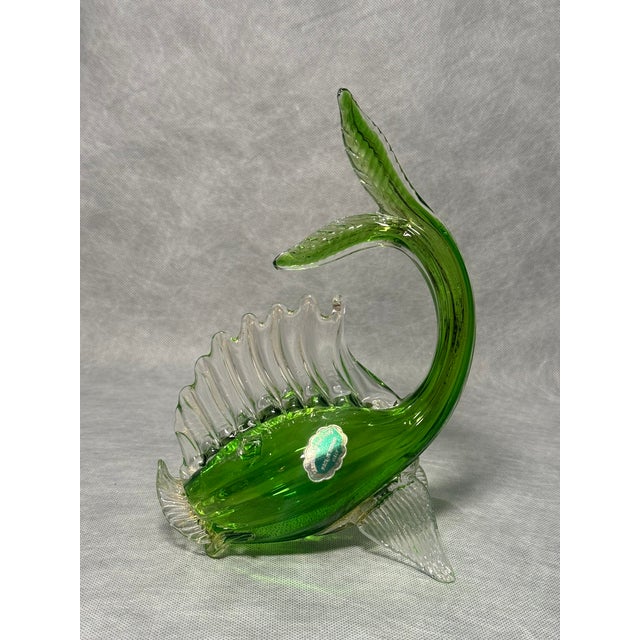 Green Murano Glass Fish Sculpture with Gold, Italy, 1960s For Sale - Image 11 of 11