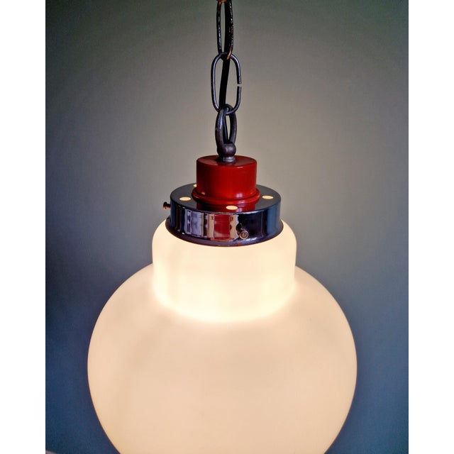 Space Age Pendant Light in White Opaline, 1970 For Sale - Image 9 of 13