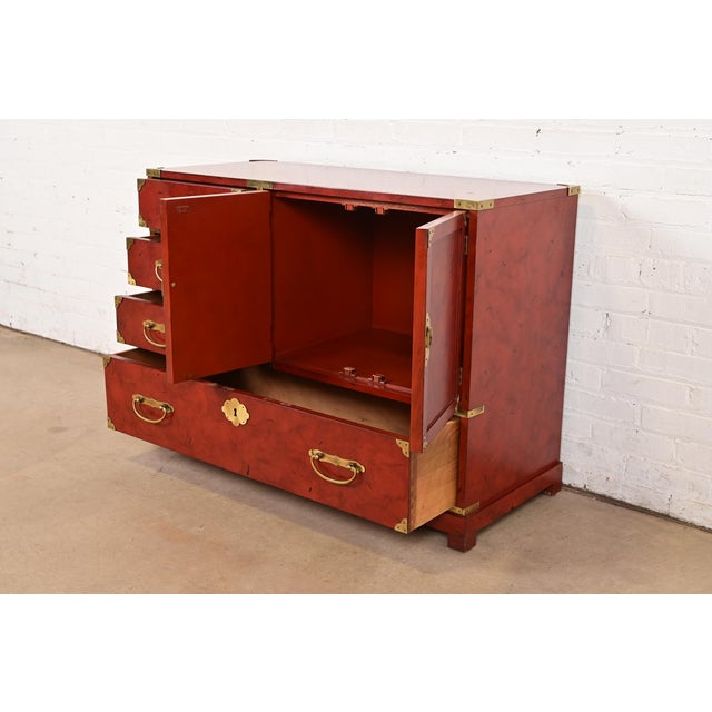 Century Furniture Hollywood Regency Chinoiserie Red Lacquered Commode or Chest of Drawers, Circa 1970s For Sale In South Bend - Image 6 of 13
