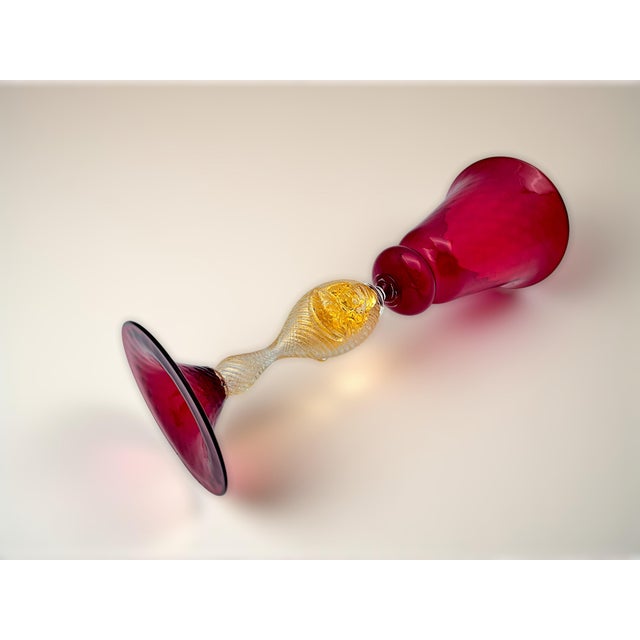 Gold Venetian Tipetto Goblet in Murano Glass from Manifattura Di Murano, 1970s For Sale - Image 8 of 9