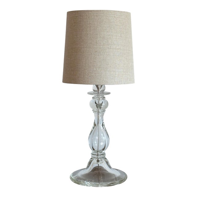 Baluster Style Large Glass Table Lamp For Sale