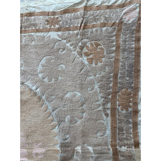 1960s Handmade Uzbek Suzani Tablecloth 4'9'' X 5'3'' For Sale - Image 5 of 7