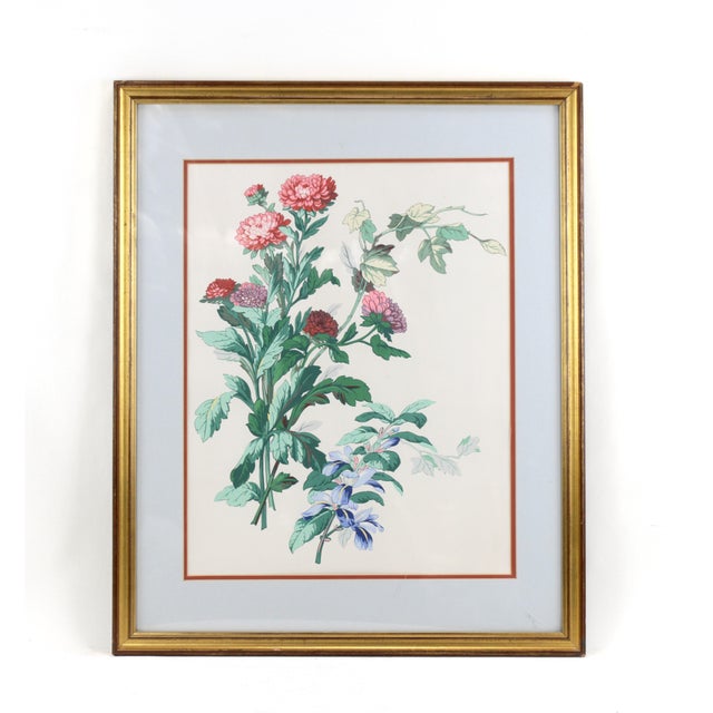 Hand-painted watercolor flower specimen painting,Framed watercolor hand-painted - ready to hang,Specimen watercolor...