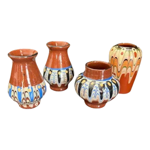 Mid-Century Bulgarian, Troyan Redware Pottery Vases, Set of Four (4)