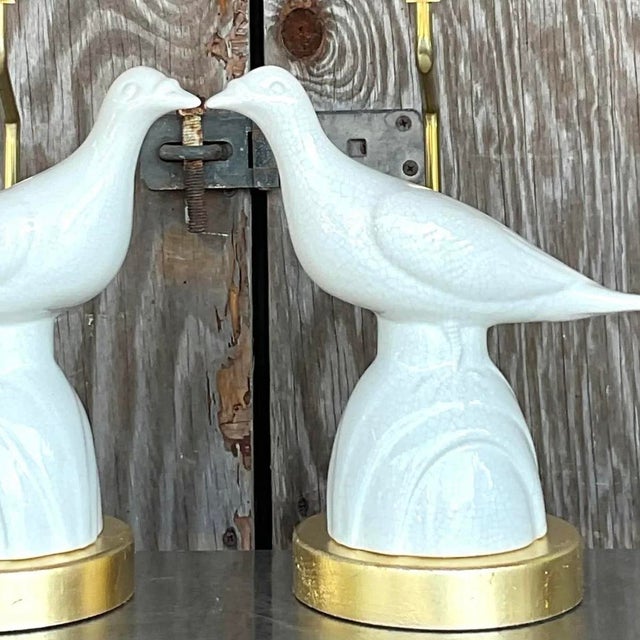 Vintage Late 20th Century Boho Love Bird Lamps - a Pair For Sale - Image 12 of 14