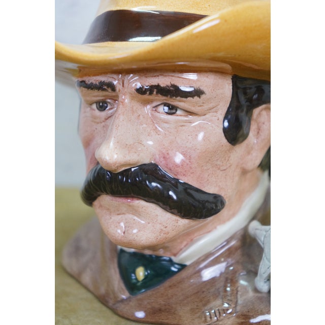 Brown American Royal Doulton Wyatt Earp Wild West Mustache Revolver Toby Character Jug For Sale - Image 8 of 11