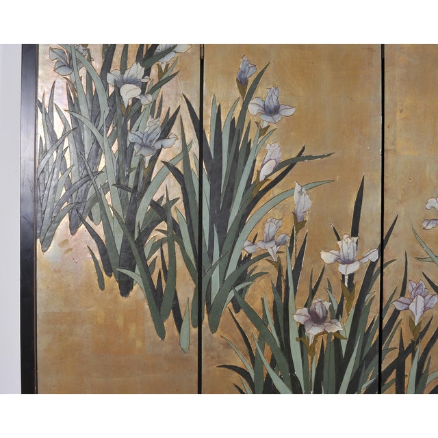 Chinese Export Coromandel Screen After Ogata Korin Irises For Sale - Image 15 of 18