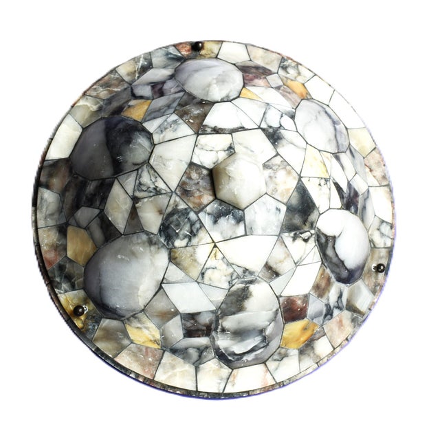 Large Art Deco Alabaster Mosaic Ceiling Light, 1920s For Sale - Image 13 of 14