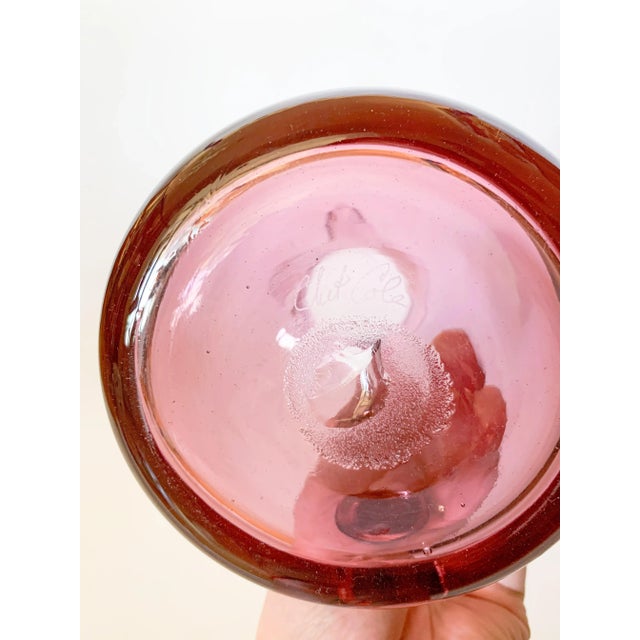 Glass 1970s Chet Cole Signed Amethyst Blown Art Glass Pitcher For Sale - Image 7 of 11