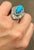 Vintage Natural Marquise Sleeping Beauty Ring Turquoise With Diamonds, Platinum For Sale - Image 18 of 18