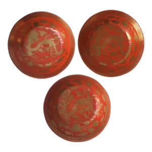 Gold Dragon Finger or Nut Bowls, Set of 3