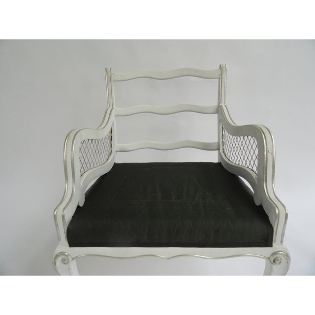 White Vintage Harlequin Armchairs Attributed to Maison Jansen Set of 4 For Sale - Image 8 of 12