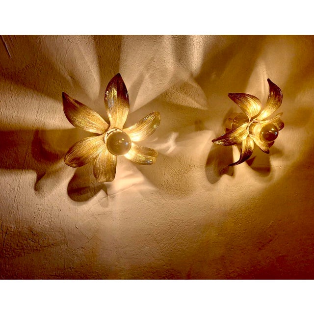 Gold Mid-Century Organically-Shaped Brass Wall or Ceiling Lights, 1970s, Set of 2 For Sale - Image 8 of 12