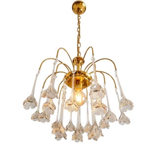 Vintage Rain Chandelier with Swarovski Crystals and Handmade Murano Glass Flowers, Italy, 1966 For Sale