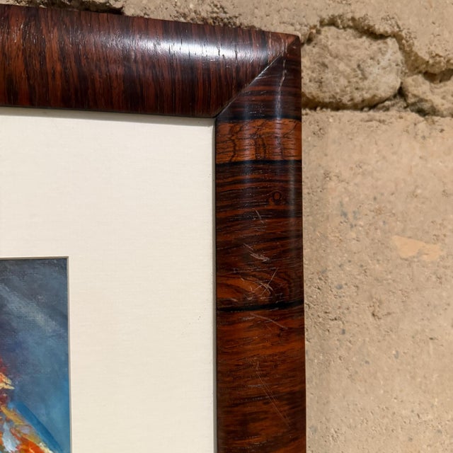 Mid-Century Modern 1970s MCM Guatemalan Artwork Oil Painting Brazilian Rosewood For Sale - Image 3 of 11